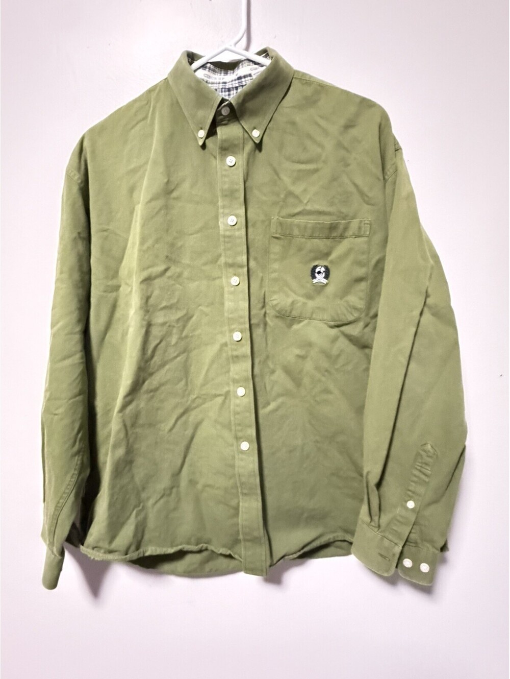 Vintage Cinch Mens L Green Solid Long Sleeve Button Down Western Cotton Cowboy